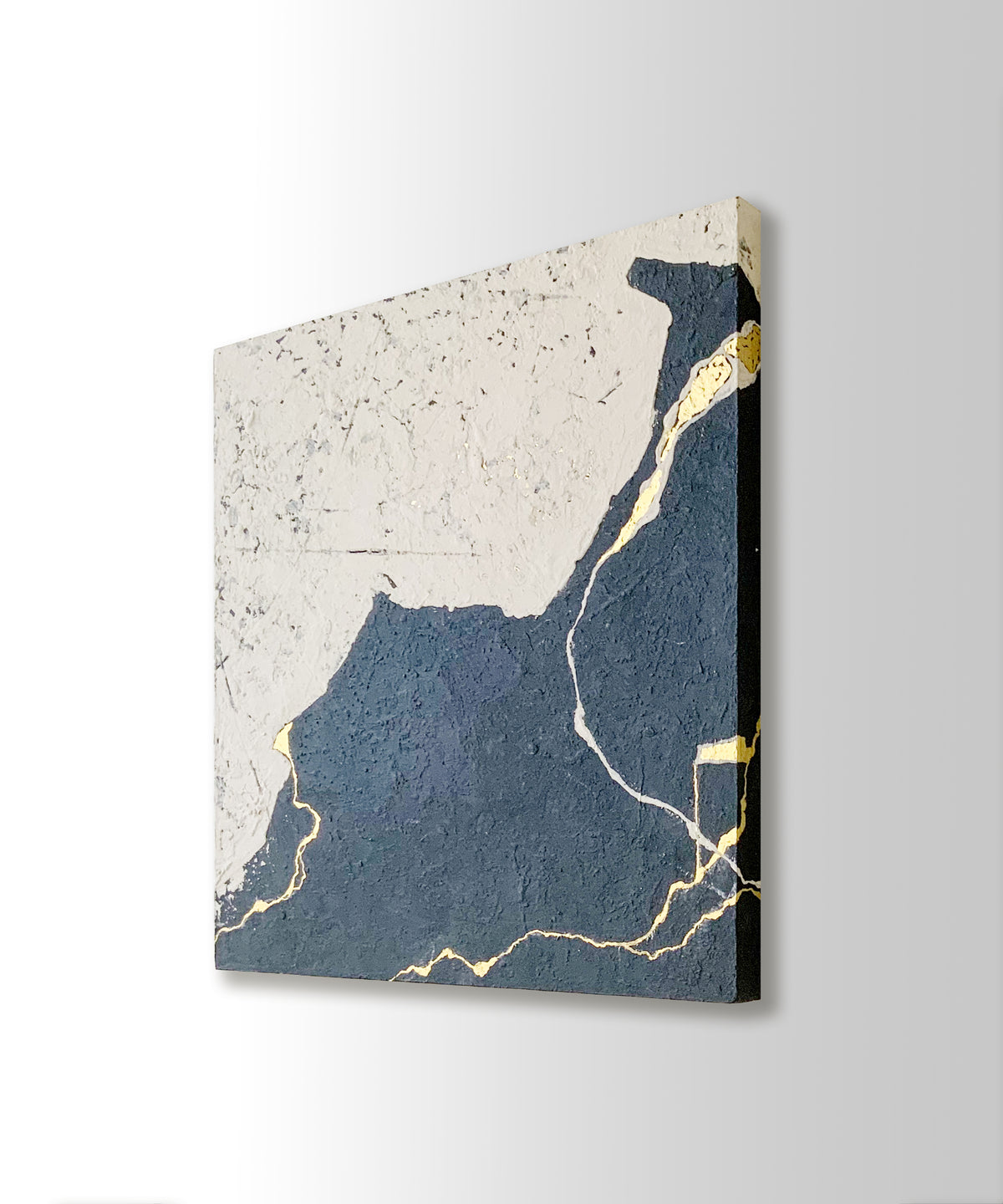 Midnight & Gold | Textured Abstract Painting in Black, Ivory and Gold