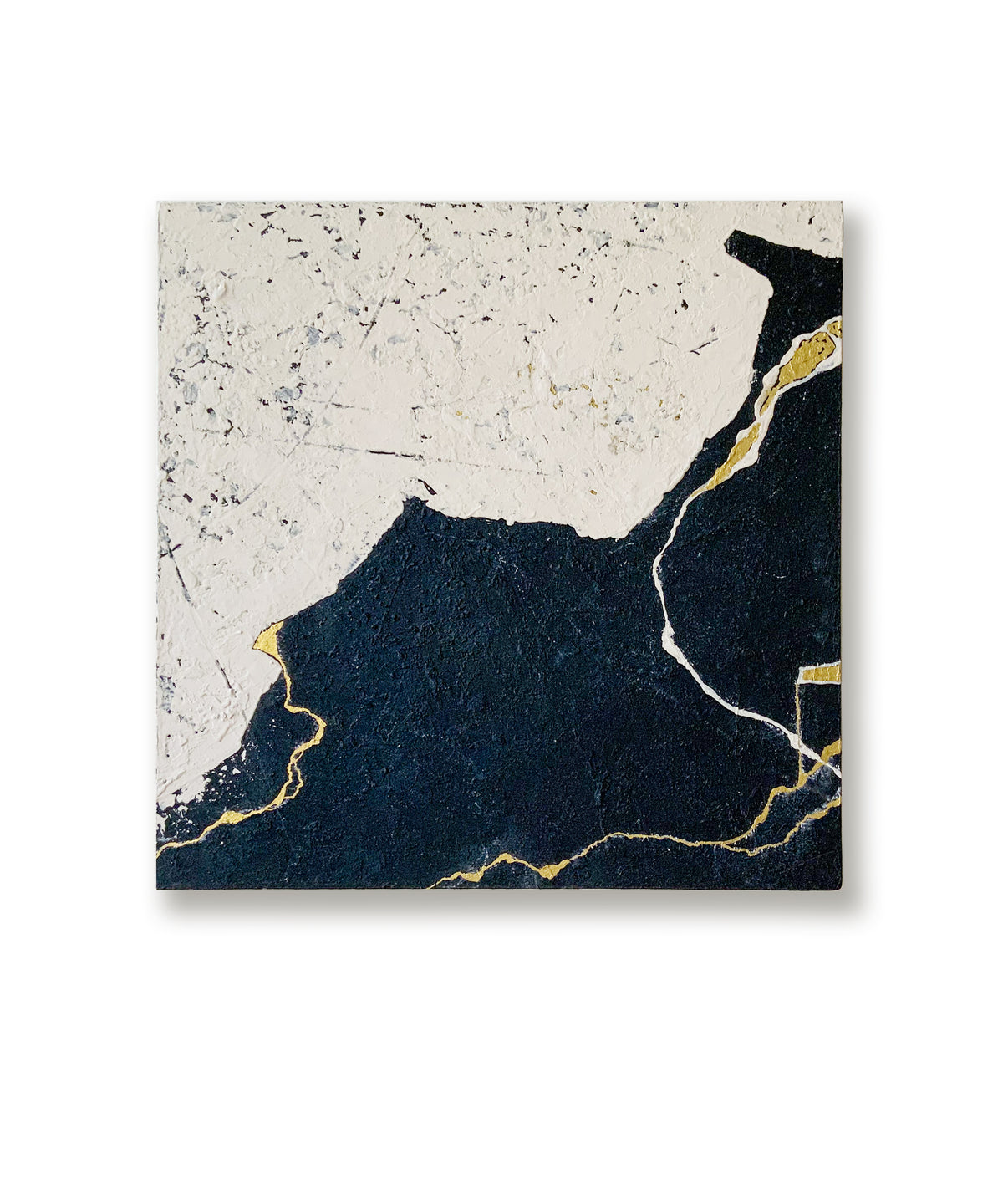 Midnight & Gold | Textured Abstract Painting in Black, Ivory and Gold